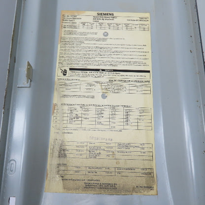 Siemens HF363 100A 3-Pole Fusible Safety Disconnect Switch 600VAC 3Ph