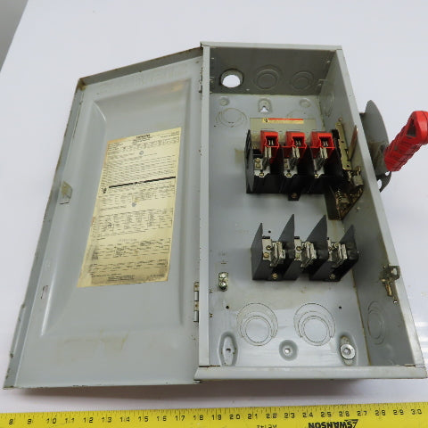 Siemens HF363 100A 3-Pole Fusible Safety Disconnect Switch 600VAC 3Ph