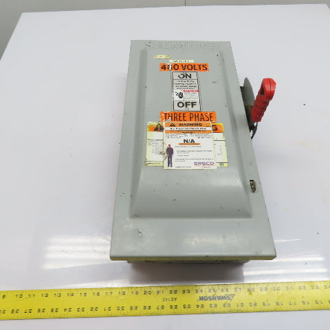 Siemens HF363 100A 3-Pole Fusible Safety Disconnect Switch 600VAC 3Ph