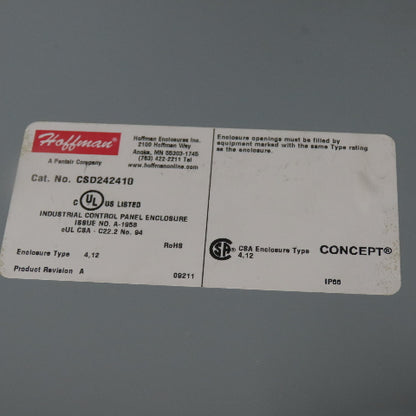 Hoffman CSD242410 24"x24"x10" NEMA 4 12 Wall Mount Electrical Enclosure