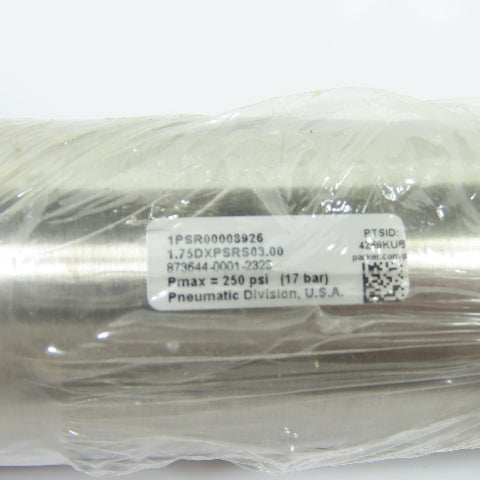 Parker 1.75DXPSRS03.00 Pneumatic Air Cylinder 1-3/4" Bore 3" Stroke NEW