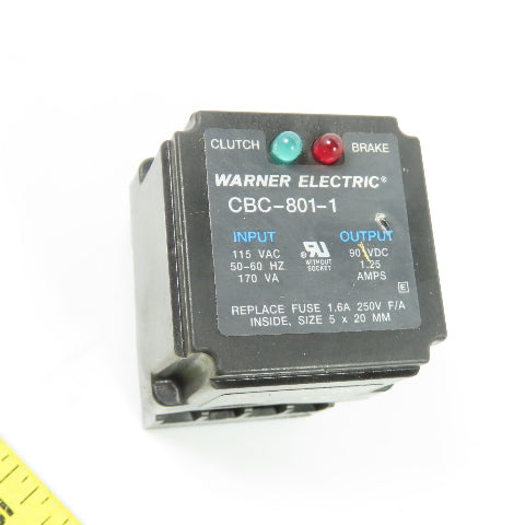 Warner Electric CBC-801-1 Clutch/Brake Control 115VAC Input 90VDC Output 1.25A