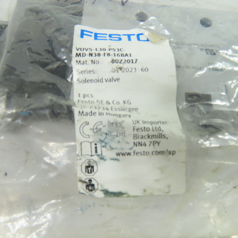 Festo VUVS-L30-P53C-MD-N38-F8-16BA1 Pneumatic Solenoid Valve 36-145PSI 110/120V