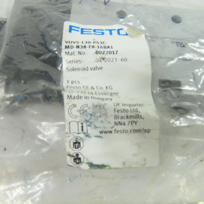 Festo VUVS-L30-P53C-MD-N38-F8-16BA1 Pneumatic Solenoid Valve 36-145PSI 110/120V