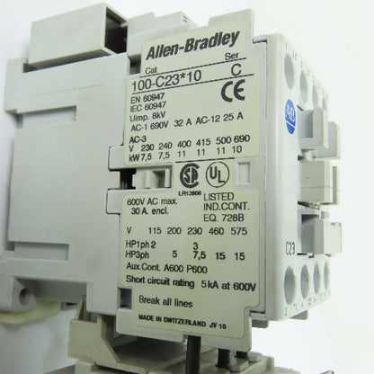 Allen-Bradley 100-C23*10 Contactor 110V/120V Coil W/ 193-EA2EB 1.6-5.0A Overload