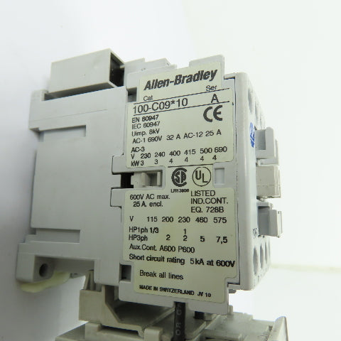 Allen-Bradley 100-C09*10 Contactor 110/120V W/ 93-EA2FB Overload Relay 3.7-12A
