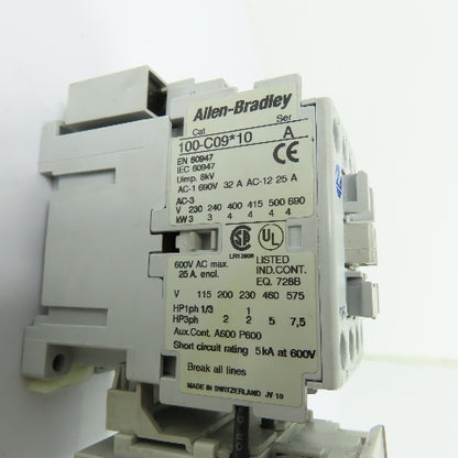 Allen-Bradley 100-C09*10 Contactor 110/120V W/ 93-EA2FB Overload Relay 3.7-12A