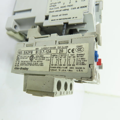 Allen-Bradley 100-C09*10 Contactor 110/120V W/ 93-EA2FB Overload Relay 3.7-12A