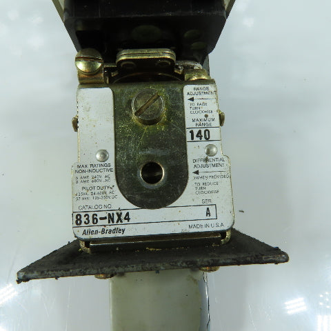 Allen-Bradley 836-NX4 Pressure Control Switch 140 PSI Max NEMA Type 1 Series A