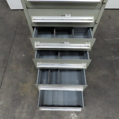 Stanley Vidmar 8 Drawer Small Parts Tools Storage Shop Cabinet 22.5" x 28" x 59"