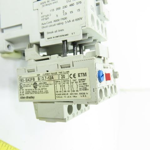 Allen-Bradley 100-C23*10 Contactor 120V Coil w/ 193-EA2FB 3.7-12A Overload Relay
