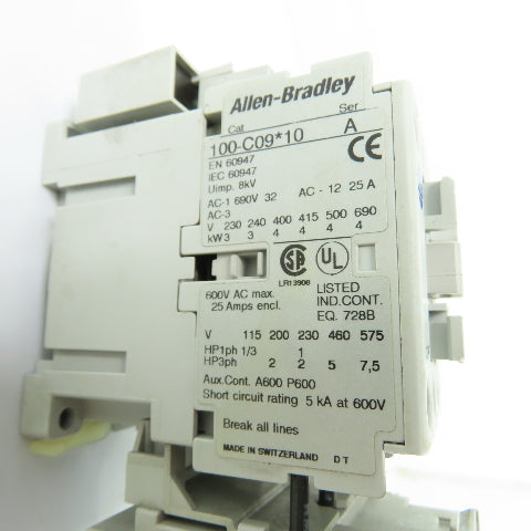 Allen-Bradley 100-C09*10 Contactor 110/120V Coil w/ 193-EA2EB Overload 1.6-5.0A