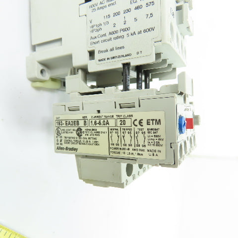 Allen-Bradley 100-C09*10 Contactor 110/120V Coil w/ 193-EA2EB Overload 1.6-5.0A