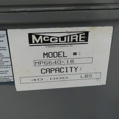McGuire MP6640-18 6' x 6' Mechanical Pit Dock Leveler 40000 lb. Capacity