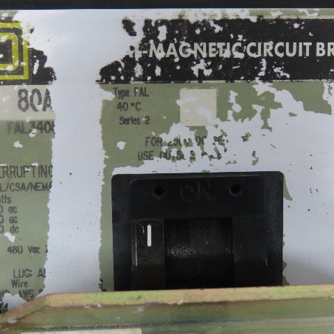 Square D FAL34080 80A Circuit Breaker 480V W/ Type CFA50 Handle Mechanism