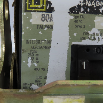 Square D FAL34080 80A Circuit Breaker 480V W/ Type CFA50 Handle Mechanism