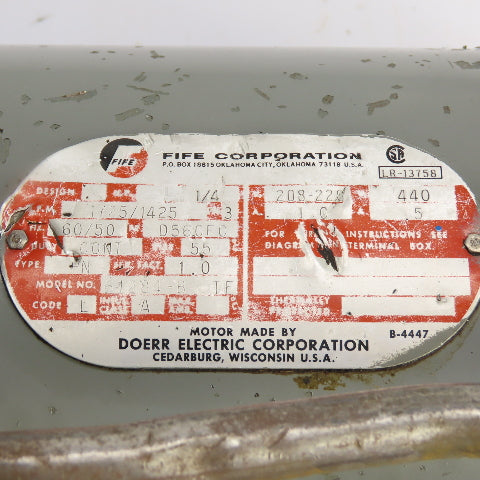 Fife Corporation P25-1FMA22LA Pneumohydraulic Power Unit 1/4HP 1Ph 208-220/440V