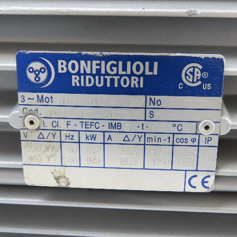 Bonfiglioli Riduttori BN 132 M B 4 9.2kW Electric Motor 230YY/460YV 1750RPM 3Ph