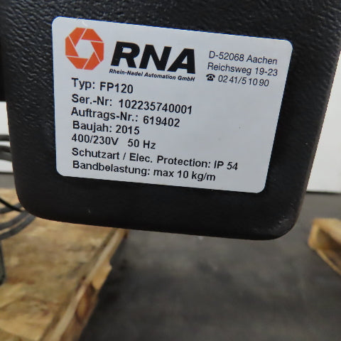 RNA FP120 12" x 58" Slide Belt Conveyor 8FPM 400/230V 3Ph 50Hz