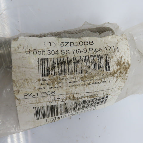 5ZB20BB 304 Stainless Steel U-Bolt 7/8-9 Pipe 12"
