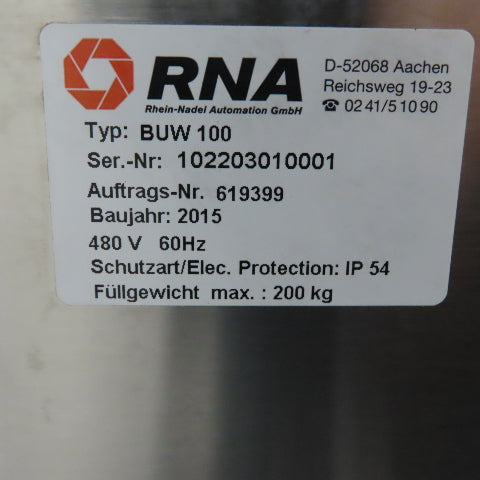 RNA BUW100 11-3/4" x 40" Stainless Steel Hopper Belt Conveyor 2FPM 400/230V 50Hz
