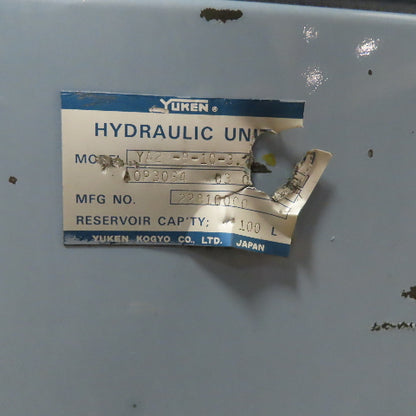 Yuken YA22-B-10-3.7 Hydraulic Power Unit 100L Capacity 3.7kW 480V 3Ph