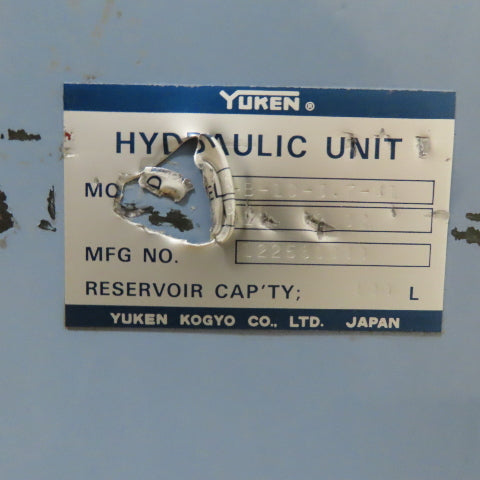 Yuken YA22-B-10-3.7-41 Hydraulic Power Unit 100L Capacity 3.7kW 480V 3Ph