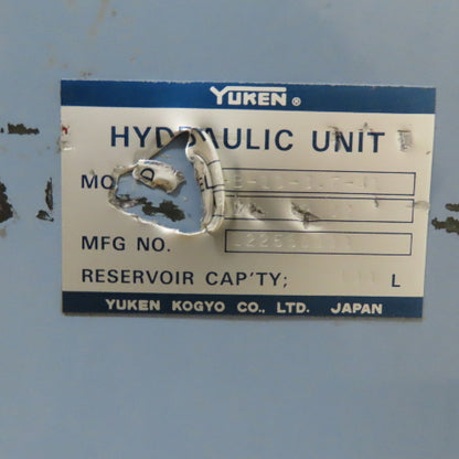 Yuken YA22-B-10-3.7-41 Hydraulic Power Unit 100L Capacity 3.7kW 480V 3Ph