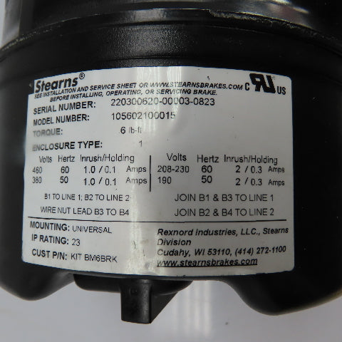 Marathon Electric 0.5HP Black Max Electric Motor 230/460V 3Ph W/ Stearns Brake