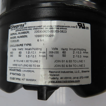 Marathon Electric 0.5HP Black Max Electric Motor 230/460V 3Ph W/ Stearns Brake