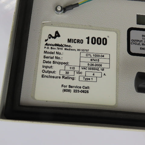 AccuWeb CTL 1000-04 Micro 1000 Web Guide Controller 115VAC Input 30VDC Output