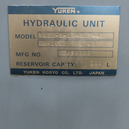 Yuken YA22-B-10-3.7-41 Hydraulic Power Unit 100L Capacity 3.7kW 480V 3Ph