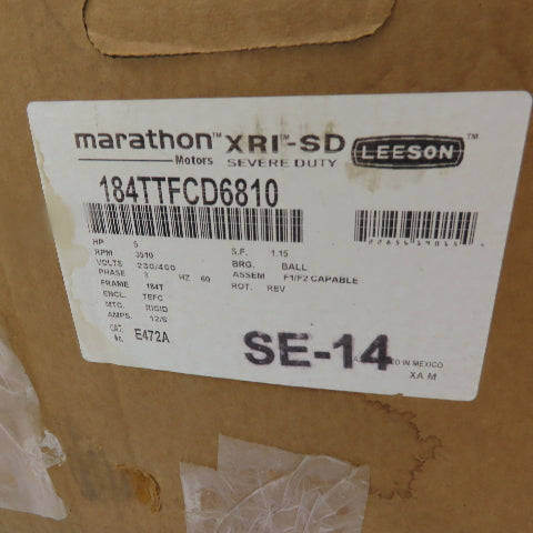 Marathon XA184TTFCD6810BC M 5HP Severe Duty Electric Motor 230/460V 3Ph 3510RPM