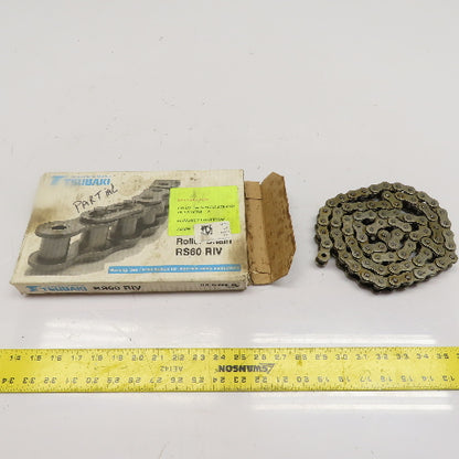U.S. Tsubaki RS60 RIV Roller Chain #60 Single Strand 5' Length