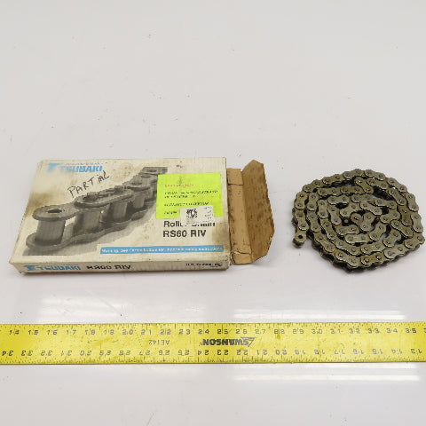 U.S. Tsubaki RS60 RIV Roller Chain #60 Single Strand 5' Length