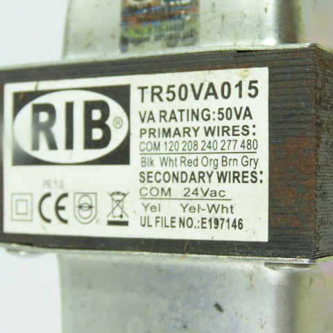 RIB TR50VA015 50VA Control Transformer 24VAC Secondary 120/480V Primary