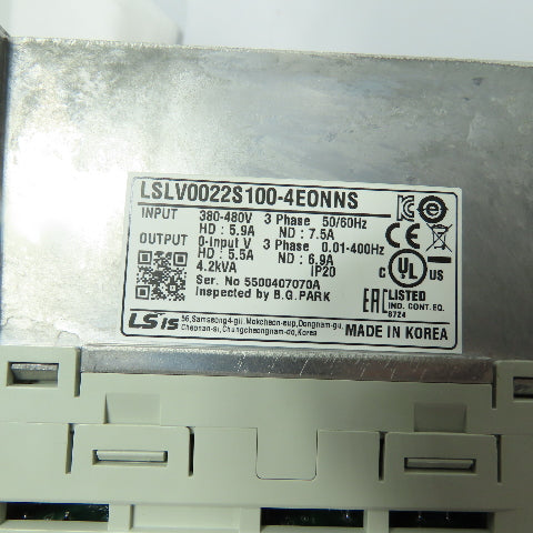 LS LSLV0022S100-4EONNS S100 3HP AC Variable Speed Drive Inverter 380-480V 3Ph