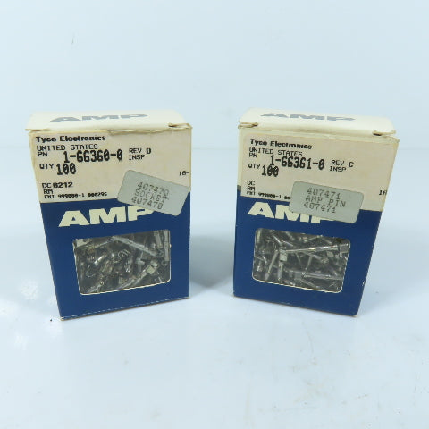 Tyco 1-66361-0 1-66360-0 Type III+ Crimp Pin and Socket Contacts Lot OF 100 Sets