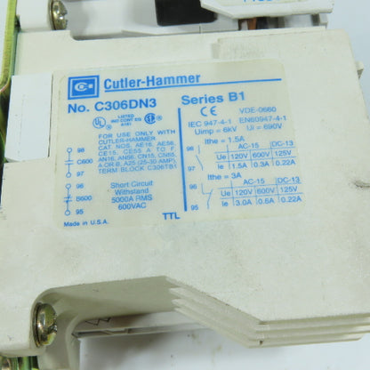 Cutler-Hammer C306DN3 AE16EN0 Motor Starter Contactor C306DN3 Overload Relay
