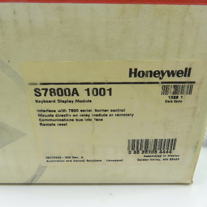 Honeywell S7800A 1001 Burner Control Keyboard Display Module Rev 2018