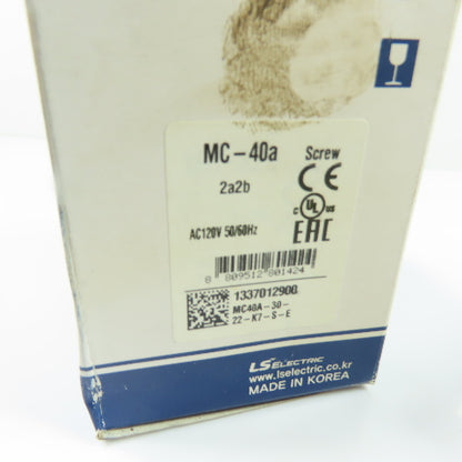 LS Electric MC40A-30-22-K7-S-E Metasol Contactor 3-Pole 40A 120VAC Coil Size 2