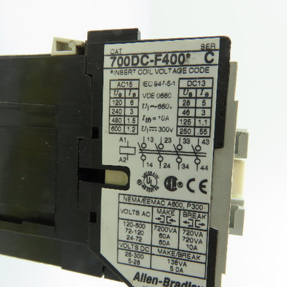 Allen-Bradley 700DC-F400* 4-Pole IEC Control Relay 24VDC Coil 40E