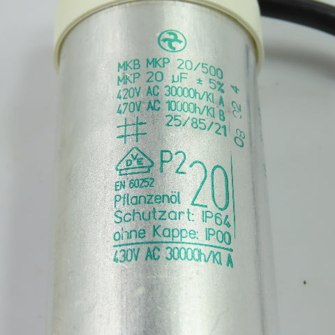 Hydra MKB MKP 20/500 20 uF 420V 470V AC Cylindrical Motor Capacitor P2 20