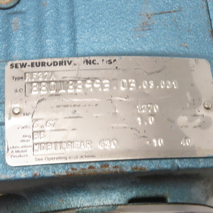 SEW-EURODRIVE RF37A Inline Helical Gearbox Speed Reducer 6.67 Ratio Flange Mount