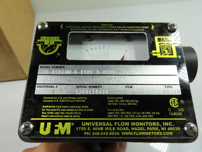 UFM Universal Flow Monitors SN-ASB6GM-6-850V.9-A1NR Flow Meter Switch 6 GPM NEW