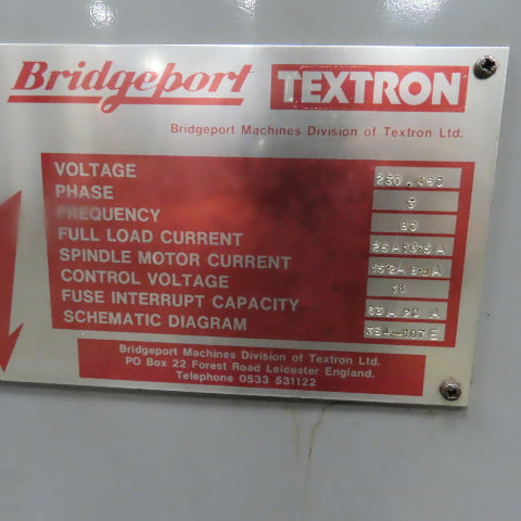 Bridgeport 2S Horizontal Milling Machine 230/460V 3Ph 13.75x54" Table W/ Vise