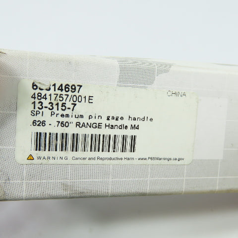 SPI 13-315-7 Aluminum Go No-Go Pin Gage Handle 0.626-0.750in 14.00-19.50mm