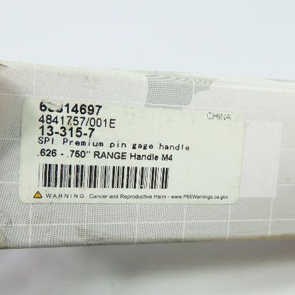 SPI 13-315-7 Aluminum Go No-Go Pin Gage Handle 0.626-0.750in 14.00-19.50mm