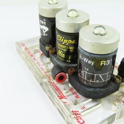 Clippard Minimatic CM-023 Two Hand No Tie Down Circuit Manifold W/ Pilot Valves