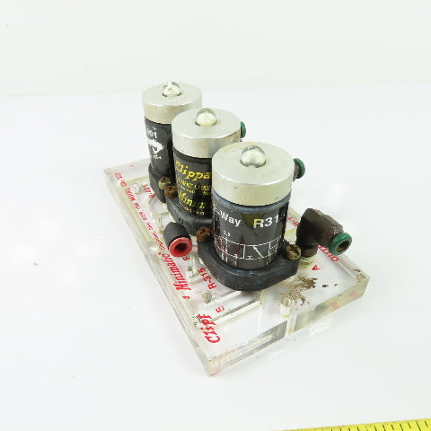 Clippard Minimatic CM-023 Two Hand No Tie Down Circuit Manifold W/ Pilot Valves